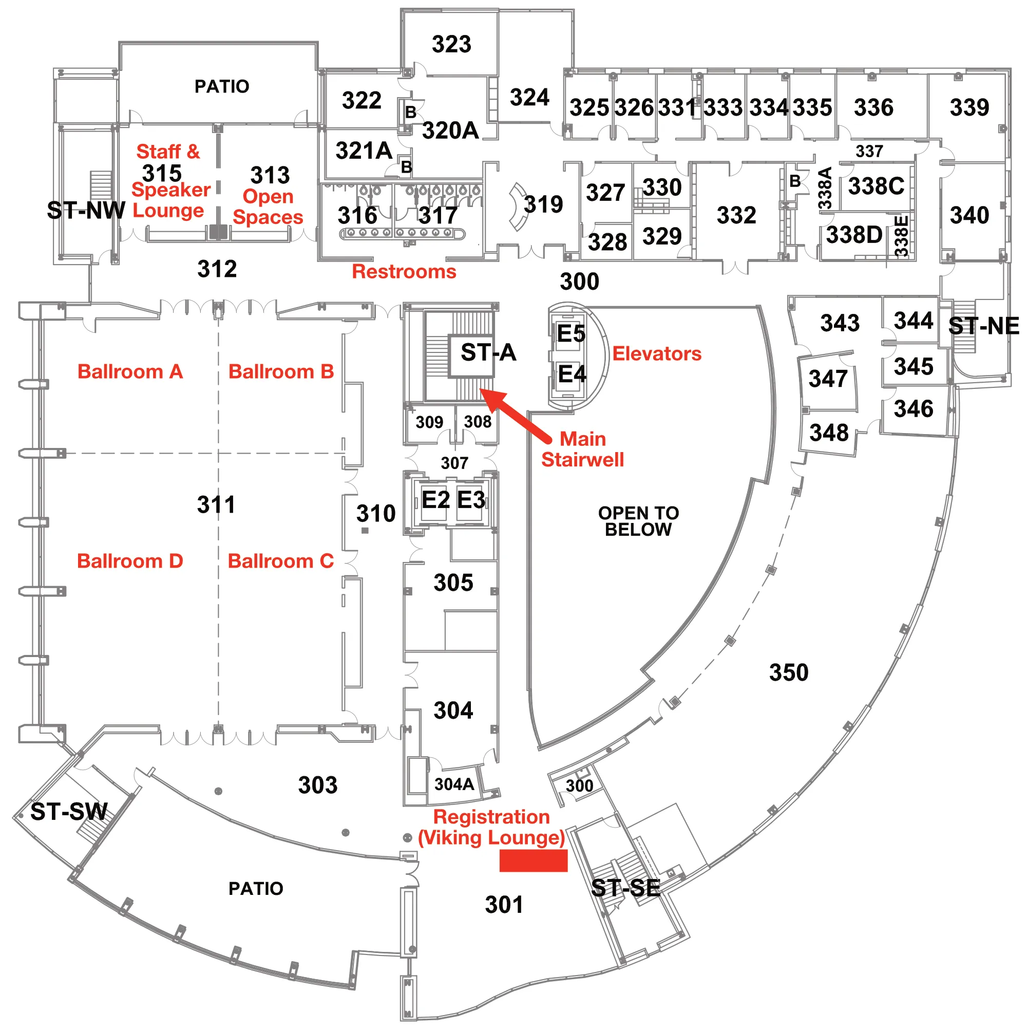 Cleveland State University Student Center venue map showing conference spaces